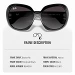 Ray-Ban RB4098 JACKIE OHH II Butterfly Shaped Non-Polarized Sunglasses for Women – Includes Official RAYBAN Eyewear Kit – Ideal Formal & Casual Wear Sunglasses – Grey Gradient Lens