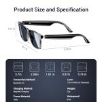 Blackview Smart Glasses, Polarized Bluetooth Sunglasses with Speaker, Voice Control, UV Protection, Anti Blue Light Lens