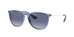 Ray-Ban Unisex RB4171 Erika Round Sunglasses, Transparent Blue/Light Grey Gradient Dark Blue, 54 mm