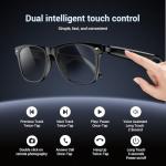 Blackview Smart Glasses, Polarized Bluetooth Sunglasses with Speaker, Voice Control, UV Protection, Anti Blue Light Lens