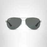 Ray-Ban Mens RB3457 Aviator Sunglasses, Gunmetal/Dark Green, 59 mm