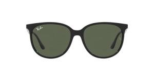 Ray-Ban Womens RB4378 Square Sunglasses, Black/Dark Green, 54 mm