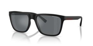A|X ARMANI EXCHANGE Men's AX4080S Square Sunglasses, Matte Black/Light Grey Mirrored/Black, 57 mm