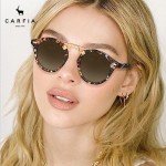 CARFIA Small Face Acetate Polarized Sunglasses for Women UV Protection, Retro Double Bridge Eyewear Metal Brow Round Sunnies
