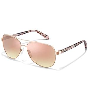 CARFIA Polarized Sunglasses for Women UV Protection Acetate Arms Metal Frame Pink Mirrored CA3216