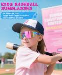 QALLY Kids Sunglasses Youth Baseball Softball Sunglasses for Girls Boys Age 4-14 UV Protection Sports Kids 3 Pack