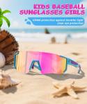 QALLY Kids Sunglasses Youth Baseball Softball Sunglasses for Girls Boys Age 4-14 UV Protection Sports Kids 3 Pack
