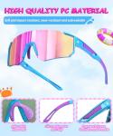 QALLY Kids Sunglasses Youth Baseball Softball Sunglasses for Girls Boys Age 4-14 UV Protection Sports Kids 3 Pack