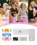 QALLY Kids Sunglasses Youth Baseball Softball Sunglasses for Girls Boys Age 4-14 UV Protection Sports Kids 3 Pack
