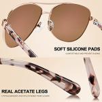 CARFIA Polarized Sunglasses for Women UV Protection Acetate Arms Metal Frame Pink Mirrored CA3216