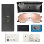 CARFIA Polarized Sunglasses for Women UV Protection Acetate Arms Metal Frame Pink Mirrored CA3216
