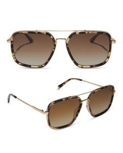 DIFF Jordan Designer Oversized Navigator Sunglasses for Women | UV400 Polarized Protection | Espresso Tortoise + Brown Gradient