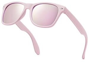 LEICO FASHION Kids Polarized Retro Sunglasses for Boys Girls Age 3-12 Shatterproof Rubberized Frame UV Protection Toddler Children Sun Glasses