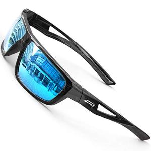 ATTCL Polarized Sunglasses Men Sports: UV Protection Lightweight TR90 Frame Anti-Slip Wrap-Around for Driving Fishing Golf J2021 Black Blue