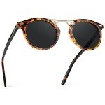 WearMe Pro - Women's Polarized, Round Retro, Double-Bridge Vintage Sunglasses