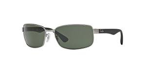 Ray-Ban RB3478 Rectangular Sunglasses, Gunmetal/Green Polarized, 60 mm