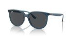 Ray-Ban Women's RB4378 Square Sunglasses, Opal Blue/Dark Grey, 54 mm