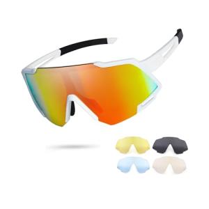 Tunfund Viper Sunglasses Polarized Teen Youth Kid Boy Girl for Cycling Fishing Runing Sports Driving Golf UV 400 (Age:10-15 Years Old) Red+White