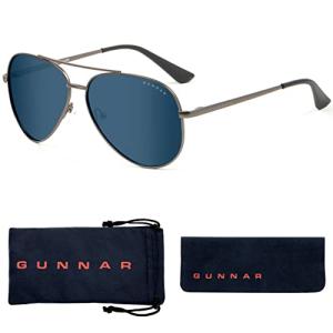 GUNNAR Sunglasses - Maverick Gunmetal Sun Lens - Blue Light Blocking For Outdoor Screen Viewing