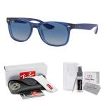 Ray-Ban Junior XS Kids' New Wayfarer RJ9052S 70624L 48MM Transparent Blue/Light Grey Gradient Dark Blue Square Sunglasses for SMALL Boys and Girls +BUNDLE with ACCESSORY EYEWEAR KIT