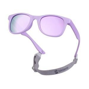 COCOSAND Toddler Baby Sunglasses with Strap Polarized Flexible Square Frame UV400 Protection for Kids Girl Boy Age 2-6, Matte Purple