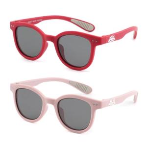 EYEBUDDY Kids Toddler Sunglasses Age 2-4/3-5 Boys Girls Polarized UV Protection Sun Glasses for Age 2-8 Pack of 2 (S8444/Age 3-5/2-Pack, A09-Kids Sunglasses-Red & Pink)