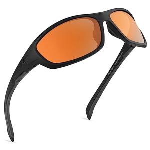 KastKing Hiwassee Polarized Sport Sunglasses for Men and Women, Matte Blackout Frame,Copper Lens