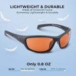 KastKing Hiwassee Polarized Sport Sunglasses for Men and Women, Matte Blackout Frame,Copper Lens