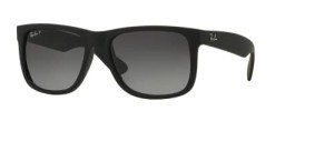 Ray-Ban RB4165 JUSTIN 622/T3 55MM Black Rubber/Plastic lens Polarized Grey Gradient Square Sunglasses For Men + BUNDLE with Designer iWear Eyewear Kit