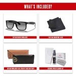Ray-Ban RB4165 JUSTIN 622/T3 55MM Black Rubber/Plastic lens Polarized Grey Gradient Square Sunglasses For Men + BUNDLE with Designer iWear Eyewear Kit
