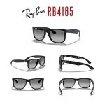 Ray-Ban RB4165 JUSTIN 622/T3 55MM Black Rubber/Plastic lens Polarized Grey Gradient Square Sunglasses For Men + BUNDLE with Designer iWear Eyewear Kit