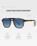 WearMe Pro Polarized Aviator One-Bridge Modern Square Mens Sunglasses (Tortoise Brown/Blue Gradient Lens)