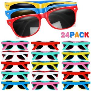 GINMIC Kids Sunglasses Bulk, 24Pack Neon Sunglasses for Kids,Boys and Girls, Great Gift for Birthday Party Supplies, Beach, Pool Party Favors, Fun Gift, Goody Bag Favors