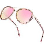 BIRCEN Polarized Sunglasses for Women UV - Protection Womens Retro Mirrored Shades with Acetate Frame BC2001