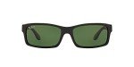 Ray-Ban RB4151 Rectangular Sunglasses, Black/Polarized Green, 59 mm