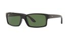 Ray-Ban RB4151 Rectangular Sunglasses, Black/Polarized Green, 59 mm