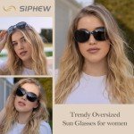SIPHEW Polarized Sunglasses Womens Trendy, Classic Square Sun Glasses for Women UV Protection Wrap Shades