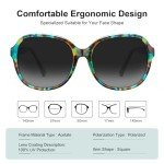 CARFIA Acetate Polarized Sunglasses for Women UV Protection Retro Trendy Big Sunnies CA2024 Green Turquoise