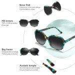 CARFIA Acetate Polarized Sunglasses for Women UV Protection Retro Trendy Big Sunnies CA2024 Green Turquoise