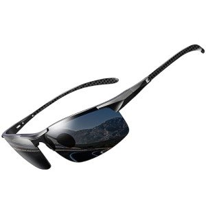 BIRCEN Mens Sunglasses Polarised UV-Protection: Carbon Fiber Frame Sport Black Shades for Men Driving Fishing Golf