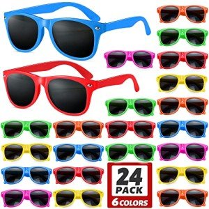 GINMIC Kids Sunglasses Party Favors, 12Pack Neon Sunglasses for Kids, Boys and Girls, Great Gift for Birthday Party Supplies, Beach, Pool Party Favors, Fun Gift, Party Toys