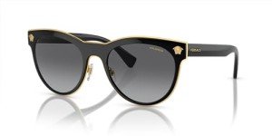 Versace VE2198 54mm Polarized Phantos Sunglasses for Women – Black Metal Frame with Black Temples, 100% UV Protection, Lightweight & Comfortable Sunglasses, eShades Eyewear Kit Included
