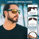 TOREGE Sports Polarized Sunglasses for Men Women Flexible Frame Cycling Running Driving Fishing Trekking Glasses TR24 (Matte Black & Red & Orange Revo Lens)