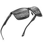 DUCO Square Polarized Sunglasses for Men LightWeight Carbon Fiber UV400 Protection Sun Glasses 8206