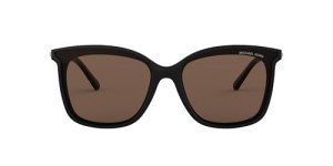 Michael Kors Women's MK2079U Zermatt Universal Fit Square Sunglasses, Black/Brown Solid, 61 mm