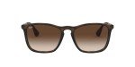 Ray-Ban Women's RB4187 Chris Square Sunglasses, Rubber Havana/Gradient Brown, One Size