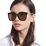 Michael Kors Women's MK2079U Zermatt Universal Fit Square Sunglasses, Black/Brown Solid, 61 mm