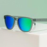 goodr Silverback Squat Mobility Polarized Sunglasses for Men & Women, Medium Sized (OG), Dark Gray Translucent Frames with Light Green Mirrored Reflective Lenses, UV400 Protection, No Slip, No Bounce