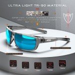 ATTCL Polarized Wrap Sunglasses For Men Cycling Driving Fishing - Sports Glasses Ultralight 5001 Clear+Blue