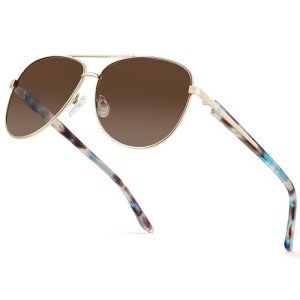 BIRCEN Polarized Aviator Sunglasses for Women : UV Protection Acetate Square Sunglass With Retro Classic Style